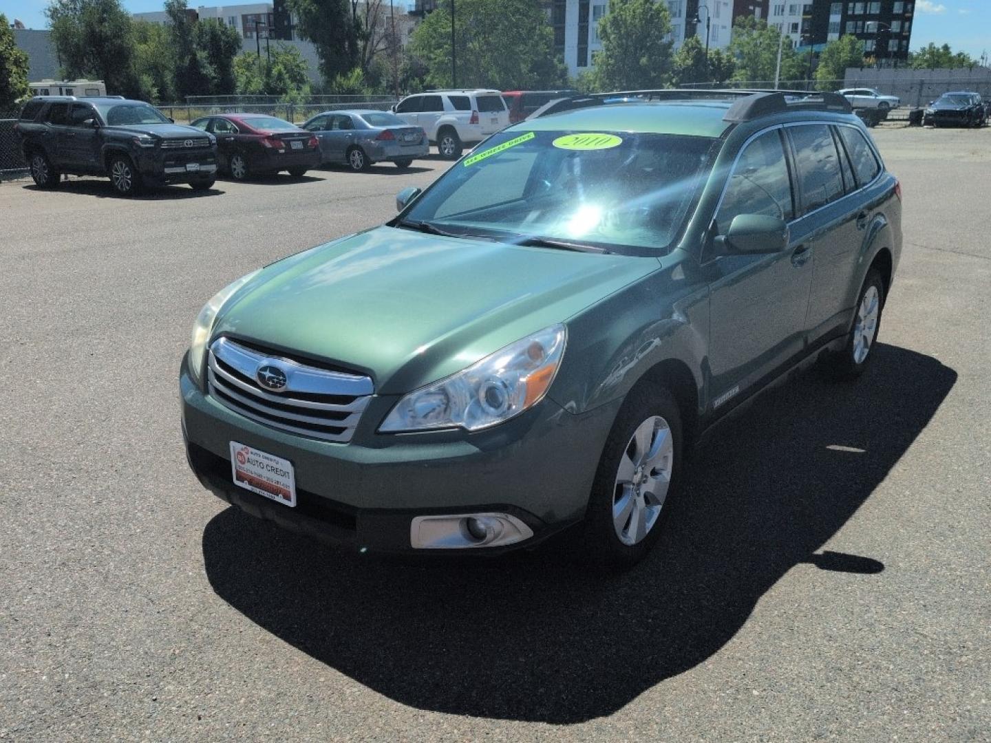 2010 GREEN Subaru Outback 2.5i Premium (4S4BRBBC7A3) with an 4 Cyl, 2.5L engine, Automatic transmission, located at 10890 W. Colfax Ave., Lakewood, CO, 80215, (303) 274-7692, 39.739914, -105.120132- Photo#0