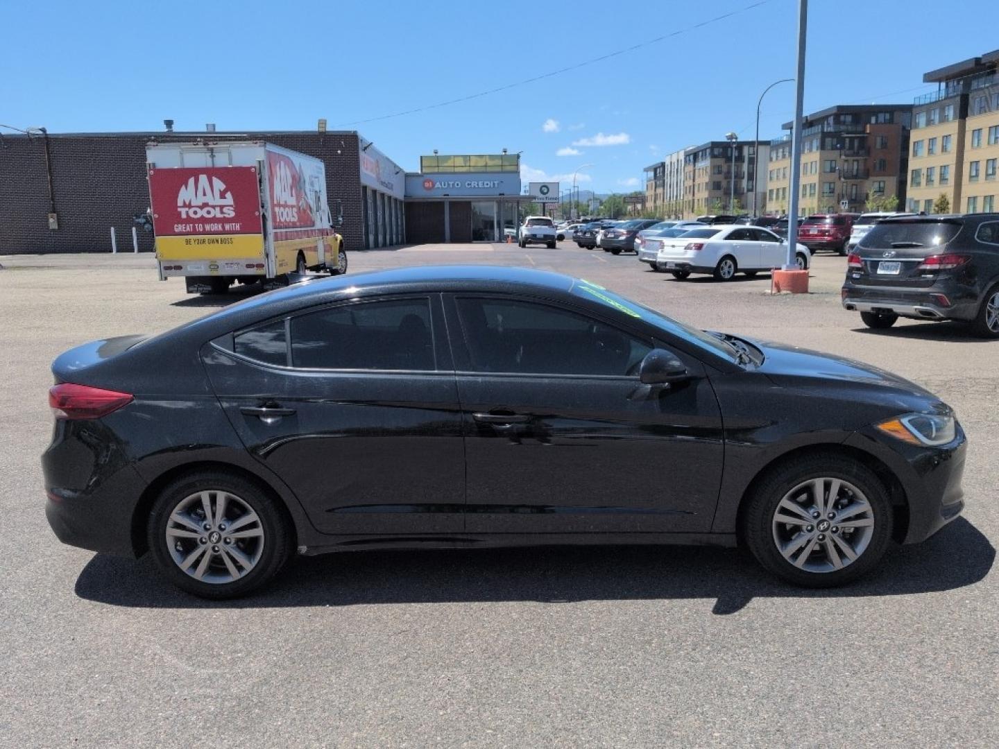 2018 BLACK Hyundai Elantra LIMITED (5NPD84LF8JH) with an 4 Cyl, 2.0L engine, Automatic transmission, located at 10890 W. Colfax Ave., Lakewood, CO, 80215, (303) 274-7692, 39.739914, -105.120132- Photo#3