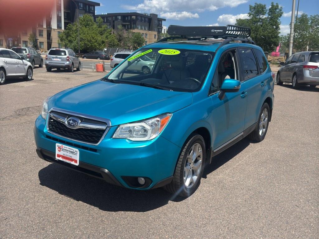 2015 SILVER Subaru Forester 2.5i Touring (JF2SJAWC2FH) with an 4 Cyl, 2.5L engine, Automatic transmission, located at 10890 W. Colfax Ave., Lakewood, CO, 80215, (303) 274-7692, 39.739914, -105.120132- Photo#1