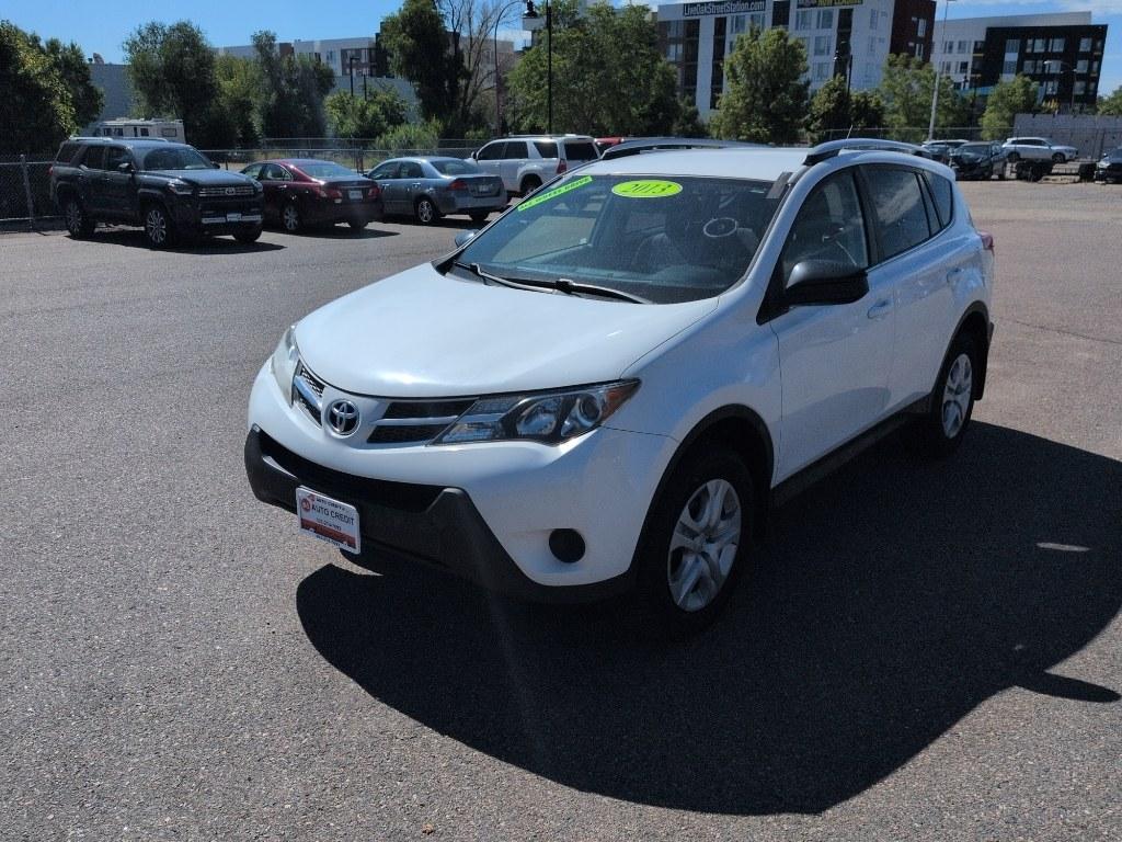 2013 WHITE Toyota RAV4 LE (JTMBFREV1D5) with an 4 Cyl, 2.5L engine, Automatic transmission, located at 10890 W. Colfax Ave., Lakewood, CO, 80215, (303) 274-7692, 39.739914, -105.120132- Photo#0