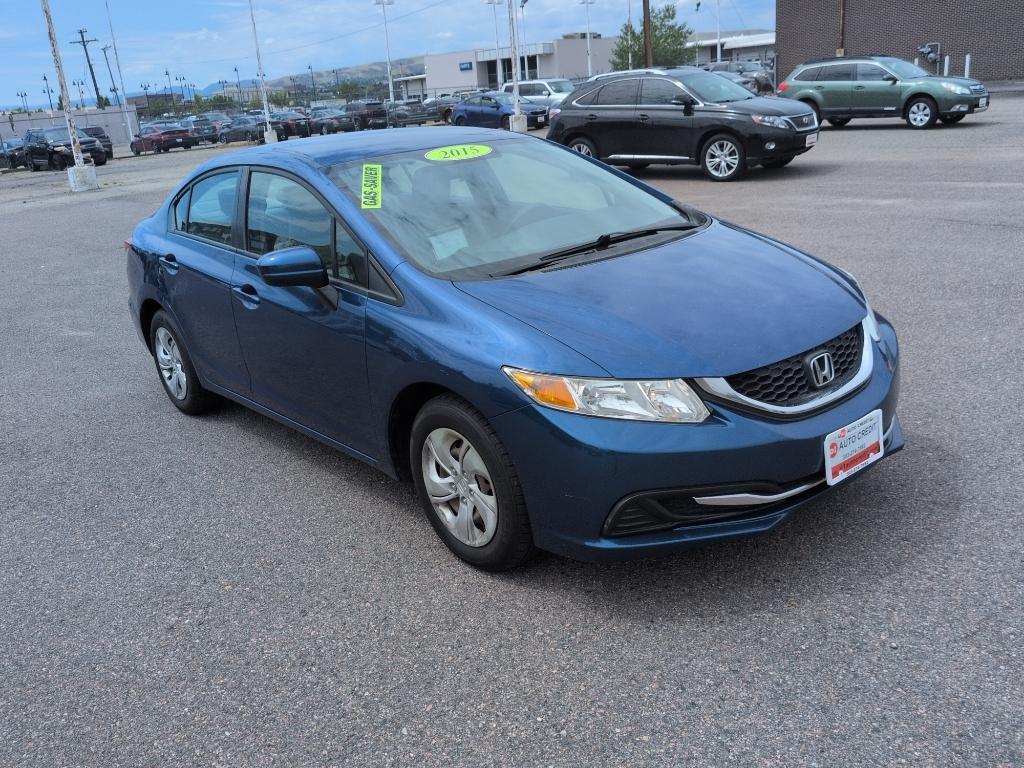2015 BLUE Honda Civic LX (19XFB2F52FE) with an 4 Cyl, 1.8L engine, Automatic transmission, located at 10890 W. Colfax Ave., Lakewood, CO, 80215, (303) 274-7692, 39.739914, -105.120132- Photo#2