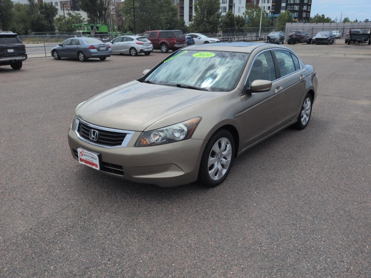 2010 TAN Honda Accord EX (1HGCP2F74AA) with an 4 Cyl, 2.4L engine, Automatic transmission, located at 10890 W. Colfax Ave., Lakewood, CO, 80215, (303) 274-7692, 39.739914, -105.120132- Photo#0