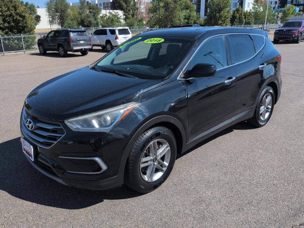 2018 BLACK Hyundai Santa Fe Sport Base (5XYZT3LB0JG) with an 4 Cyl, 2.4L engine, Automatic transmission, located at 10890 W. Colfax Ave., Lakewood, CO, 80215, (303) 274-7692, 39.739914, -105.120132- Photo#0
