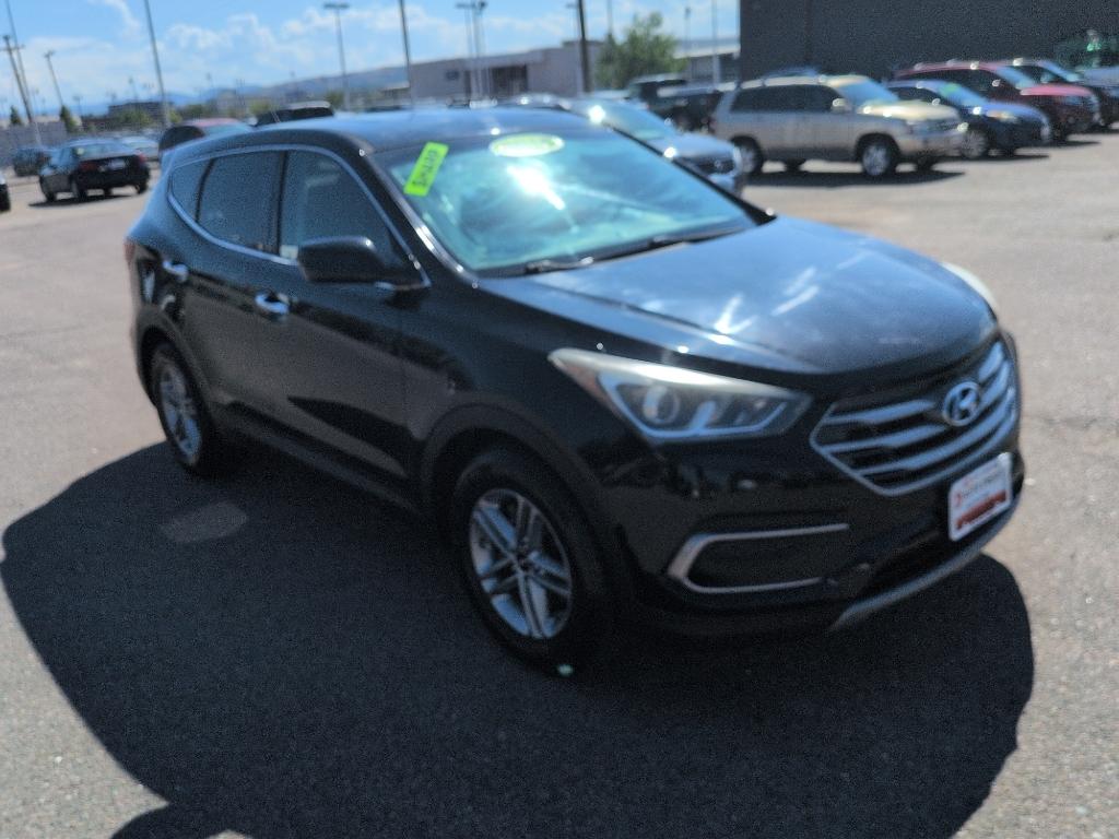 2018 BLACK Hyundai Santa Fe Sport Base (5XYZT3LB0JG) with an 4 Cyl, 2.4L engine, Automatic transmission, located at 10890 W. Colfax Ave., Lakewood, CO, 80215, (303) 274-7692, 39.739914, -105.120132- Photo#2